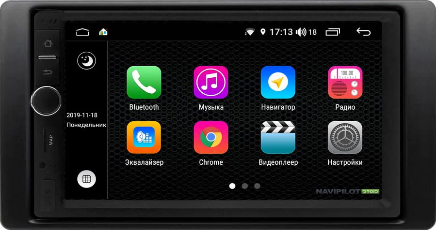 Установочный комплект: головное устройство NaviPilot 2DIN с экраном 7" Android 9, DSP, аппаратные кнопки, энкодер для УАЗ Патриот 2012-2026. Артикул NPD9L-WR-837-07 UAZ