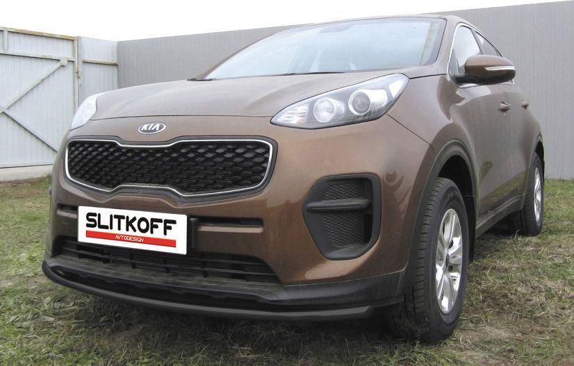 Защита Slitkoff переднего бампера d42 для Kia Sportage IV 2016-2018 Черная. Артикул KSP16-002B