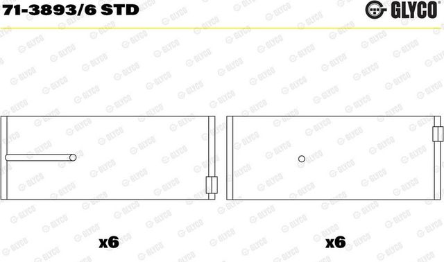 Вкладыши шатунные Glyco для Mercedes-Benz Axor 2004-2026. Артикул 71-3893/6 STD