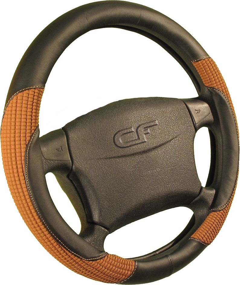 Оплётка на руль CarFashion Cord (размер M, искусственная кожа, цвет ЧЕРНЫЙ/КОРИЧНЕВЫЙ/КОРИЧНЕВЫЙ). Артикул 31192