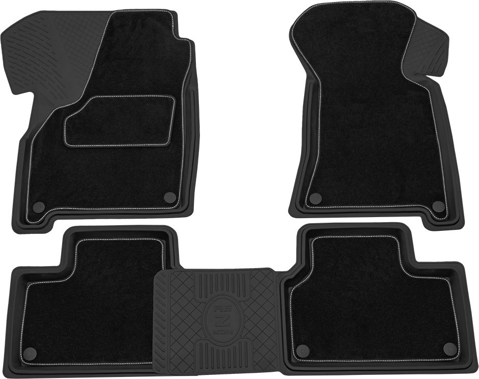 Коврики Rezkon Transformer (резиновые с ворсовыми ковриками-вкладышами) для салона Lada Priora 2007-2018. Артикул 3039025300