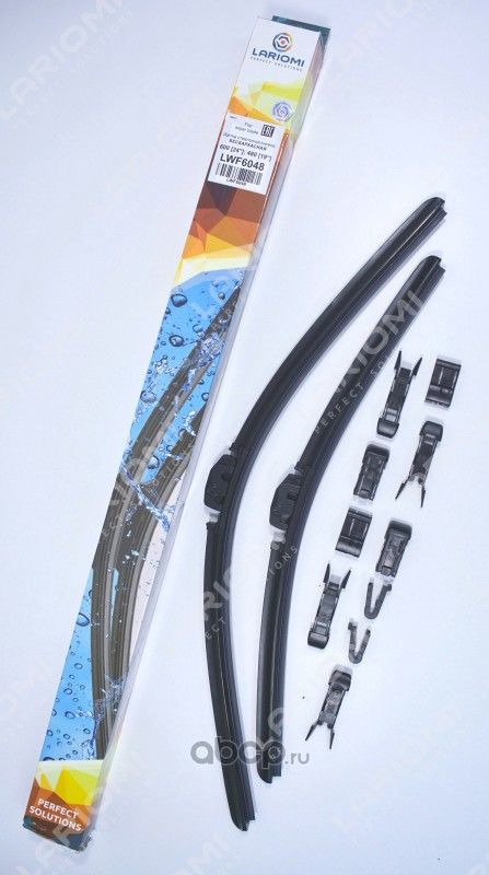 ЩЕТКИ СТЕКЛООЧИСТИТЕЛЯ БЕСКАРКАСНЫХ 600 ММ480 ММ 2 ШТ (Lariomi). Артикул LWF6048