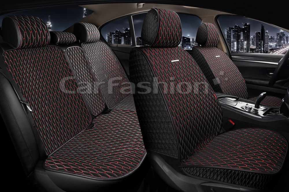 Накидки универсальные CarFashion Iceberg Plus для авто, цвет Черный/Черный/Красный. Артикул 22717