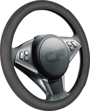 Оплётка на руль CarFashion Bison (размер M, экокожа, цвет ЧЕРНЫЙ/ЧЕРНЫЙ/ЧЕРНЫЙ). Артикул 31298