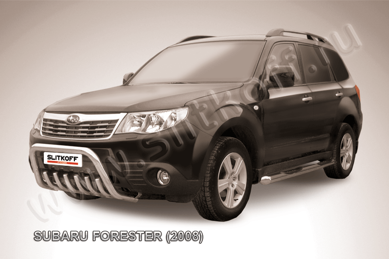 Кенгурятник Slitkoff d57 низкий с защитой картера для Subaru Forester III 2008-2012. Артикул SF005