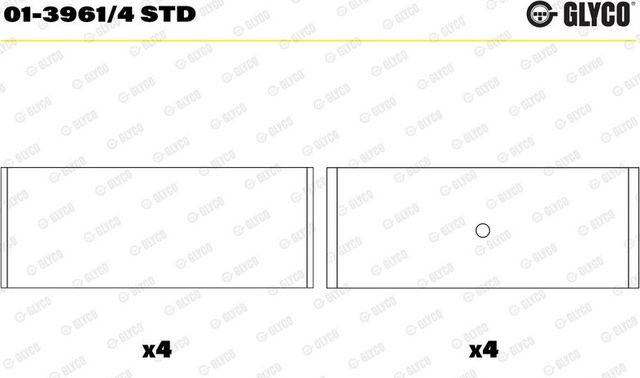 Вкладыши шатунные Glyco для SEAT Toledo III 2004-2009. Артикул 01-3961/4 STD
