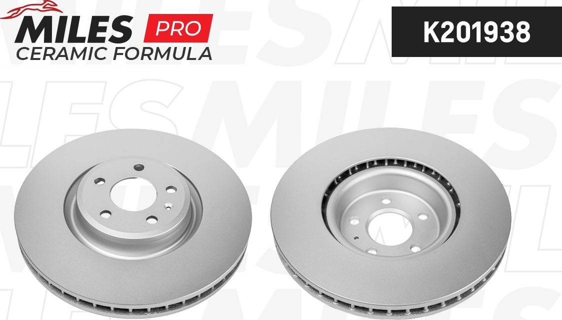 Диск тормозной AUDI Q5 16-/Q7 15-/VW TOUAREG 18- перед.вент.D 349мм. с покрытием (Miles). Артикул K201938