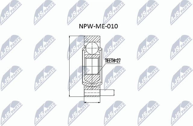 Шрус внутренний (граната) NTY задний для Mercedes-Benz E-Класс II (W210, S210) 1995-2003. Артикул NPW-ME-010