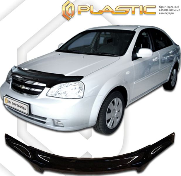 Дефлекторы СА Пластик для капота (Classic черный) Chevrolet Lacetti седан 2004-2013. Артикул 2010010101350