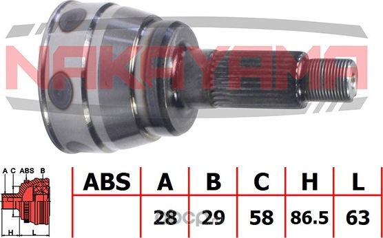 ШРУС внешний, к-кт (Nakayama). Артикул NJ631NY