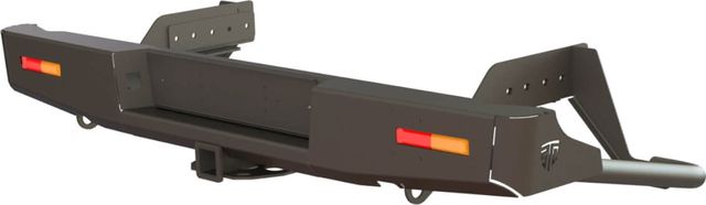 Бампер силовой STC задний для Isuzu D-MAX II 2012-2020 с квадратом под фаркоп и дублирующими фонарями. Артикул STC-ID-BR-L1