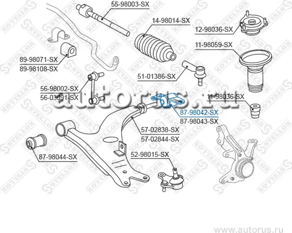 87-98042-SX_сайлентблок рычага зад. п.!/ Toyota RAV 4 SXA1# 97-00 (Stellox) Stellox. Артикул 8798042SX