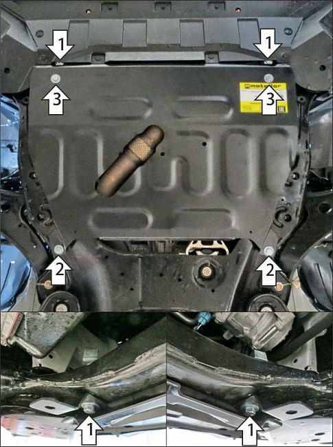 Защита алюминиевая Мотодор для картера и КПП Changan CS95 2023-2026. Артикул 347205