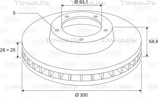 Тормозной диск Valeo передний для Ford Transit VII 2006-2014. Артикул 197054