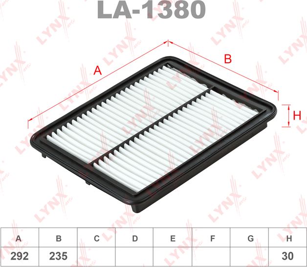 Воздушный фильтр LYNXauto. Артикул LA-1380