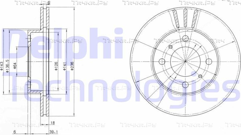 Тормозной диск Delphi передний для Proton Wira (400 Series) 2000-2009. Артикул BG2810