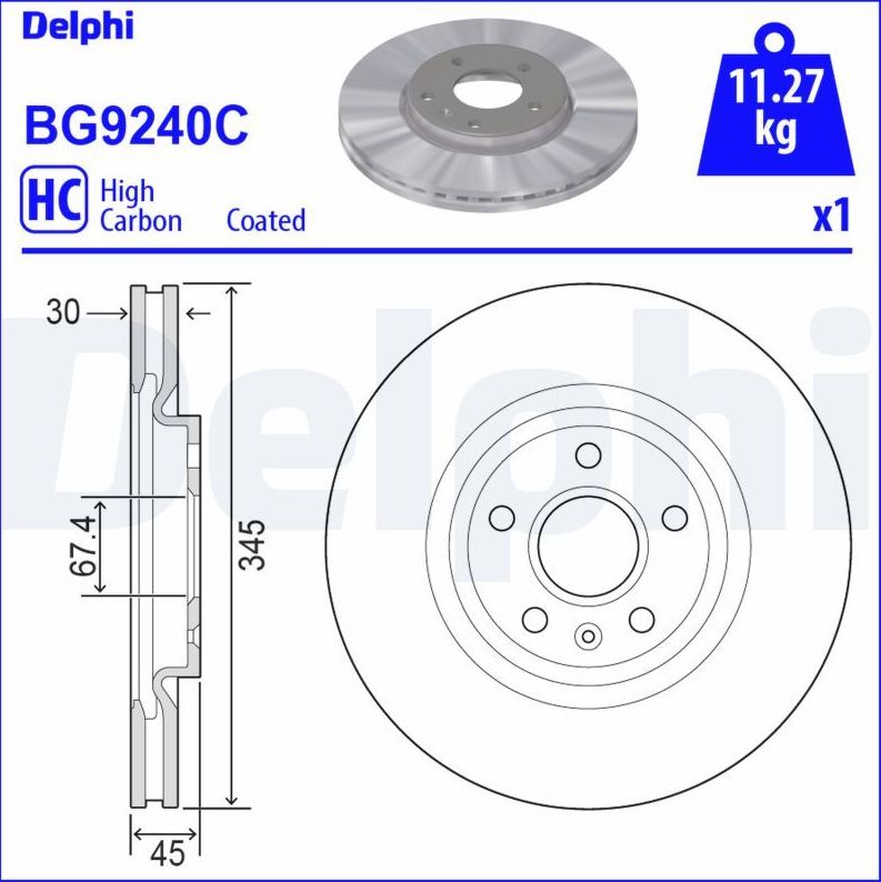 Тормозной диск Delphi. Артикул BG9240C