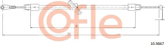 Трос ручника (тросик ручного тормоза) Cofle. Артикул 10.9867