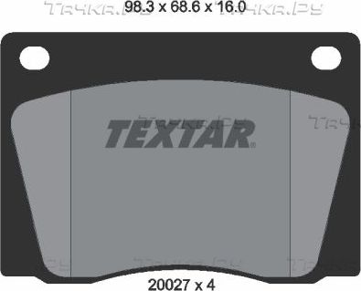 Тормозные колодки Textar передние для Aston Martin V8 Vantage I 1969-1989. Артикул 2002701
