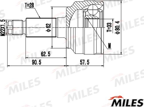 Шрус наружный (граната) Miles. Артикул GA20658