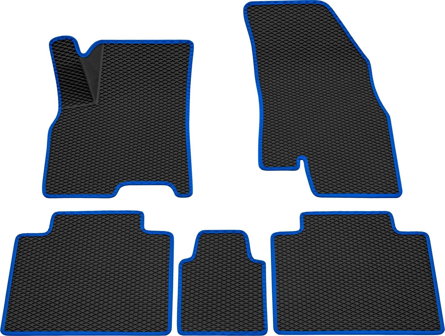 Коврики Rezkon 3D EVA Ромб резиновые для салона Chery Tiggo 4 I рестайлинг 2019-2026 Синий кант. Артикул 9211030103