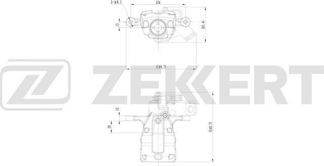 Тормозной суппорт Zekkert (Чугун) задний правый для Hyundai Solaris I 2010-2017. Артикул BS-8301