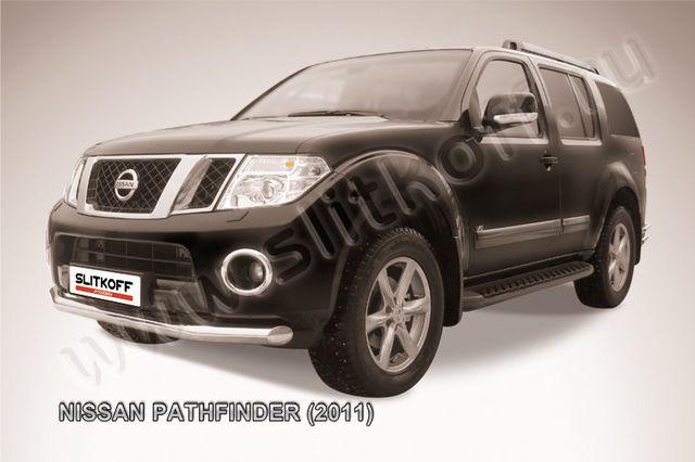 Защита Slitkoff переднего бампера d76 для Nissan Pathfinder R51 2011-2014. Артикул NIP11-001