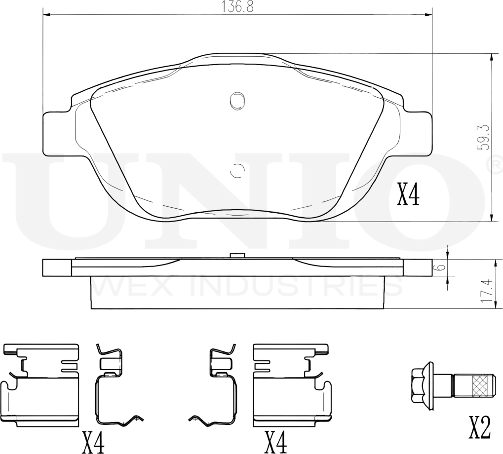 Колодки тормозные дисковые, комплект (Unio). Артикул BRP-20319