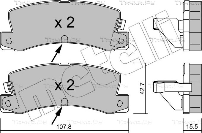 Тормозные колодки Metelli задние для Toyota Corolla E90 1987-1997. Артикул 22-0161-2