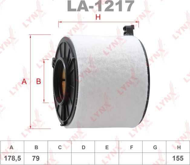 Воздушный фильтр LYNXauto для Audi Q5 II (FY) 2016-2026. Артикул LA-1217