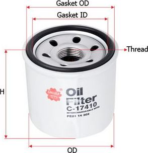 Масляный фильтр Sakura. Артикул C-17410
