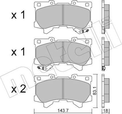 Тормозные колодки Metelli. Артикул 22-1401-0