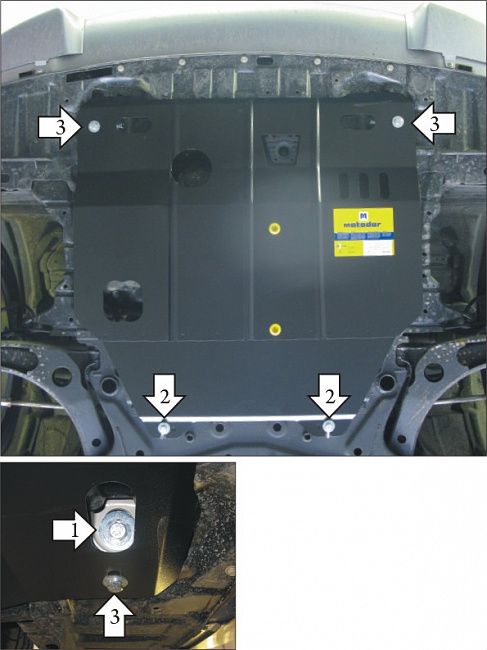 Защита Мотодор для картера, КПП Mitsubishi Lanсer 10 2007-2026. Артикул 01333