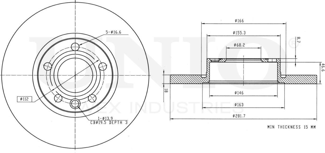Диск тормозной (Unio). Артикул BRD-20270