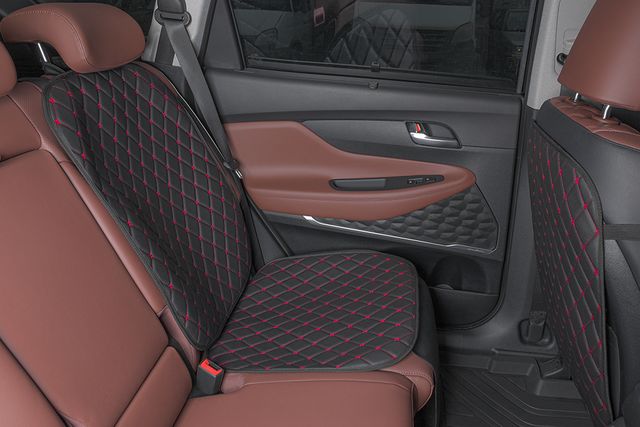 Накидки универсальные Rezkon экокожа, защита сидений от детских ножек и детского кресла, цвет Черный/Красный ромб. Артикул 8105011140