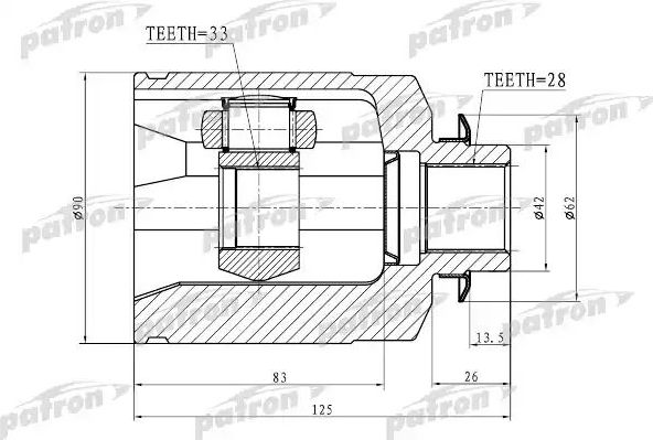 Шрус внутренний (граната) Patron. Артикул PCV1759