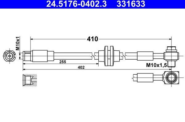 Тормозной шланг ATE. Артикул 24.5176-0402.3