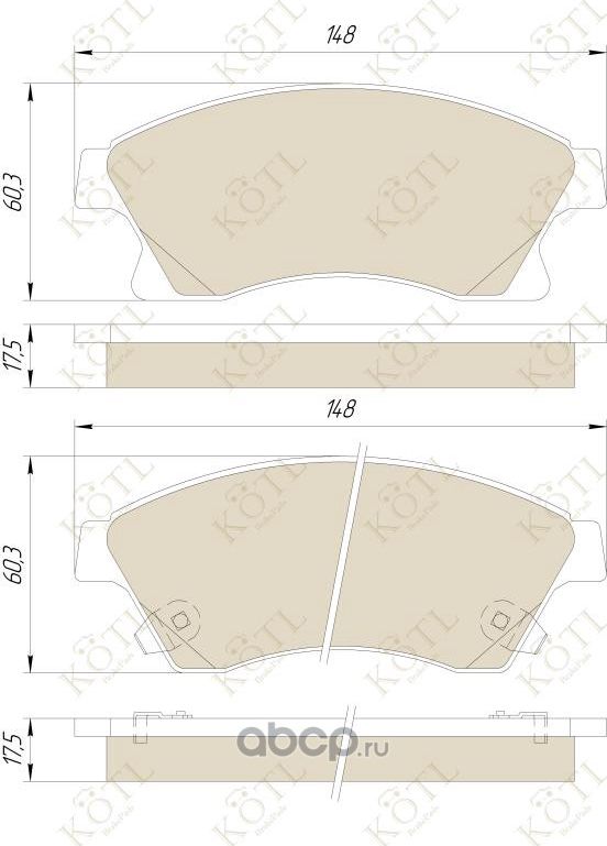 Колодки тормозные дисковые передние к-т CHEVROLET CRUZE/OPEL ASTRA J 15 10- (Kotl) Kotl. Артикул 1843kt