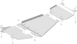 Защита алюминиевая Мотодор для двигателя, переднего дифференциала, КПП, раздаточной коробки Ford F-150 Raptor 2017-2026. Артикул 380702