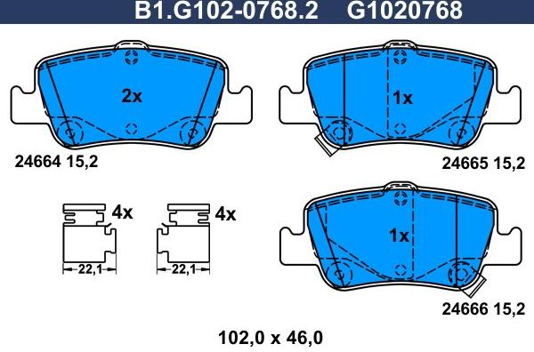 Тормозные колодки Galfer. Артикул B1.G102-0768.2