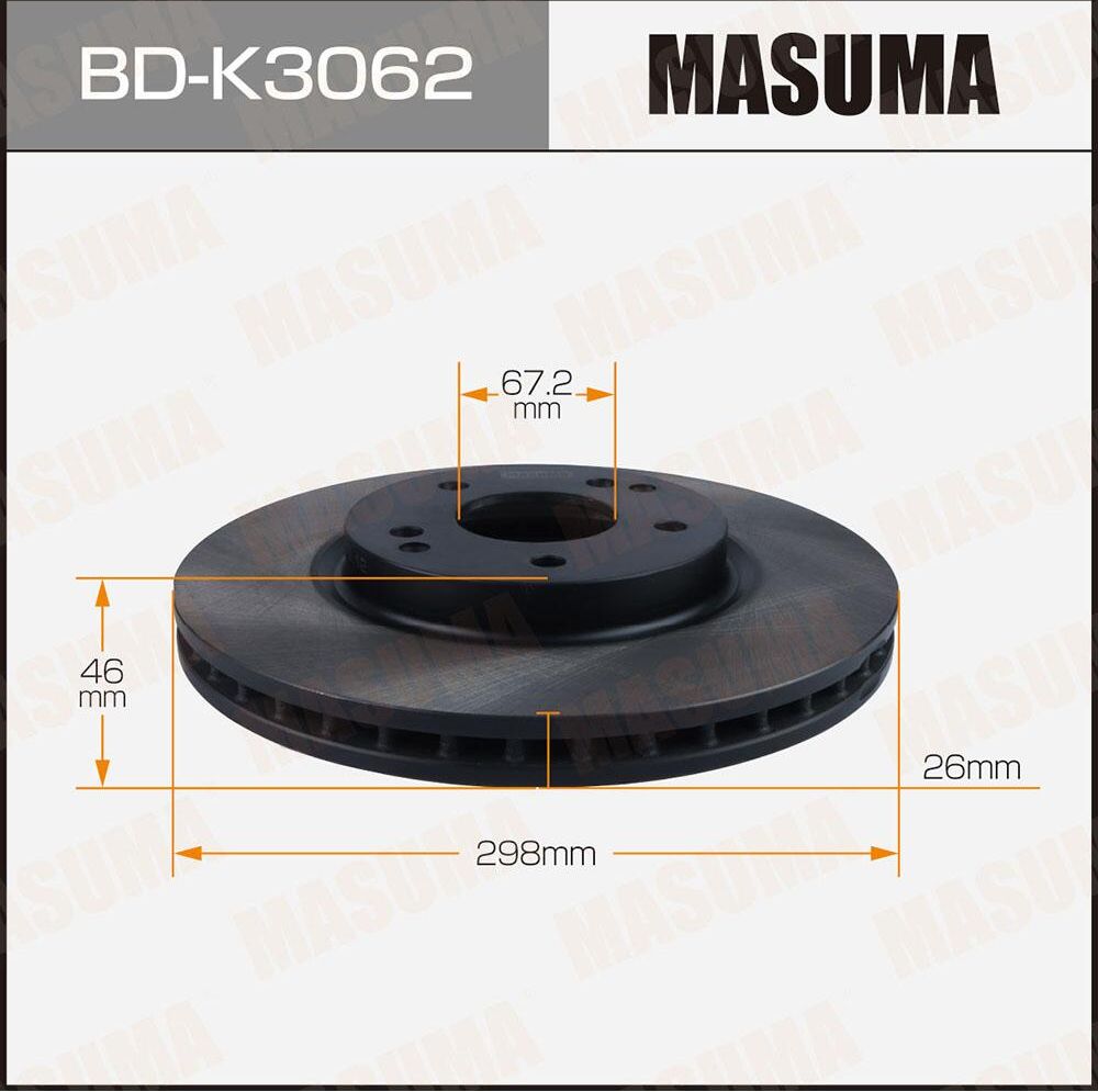 Диск тормозной MASUMA BD-K3062 (1 2) front SSANG YONG ACTYON 12 Masuma. Артикул BDK3062