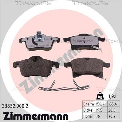 Тормозные колодки Zimmermann rd:z передние для Opel Corsa E 2014-2019. Артикул 23832.900.2
