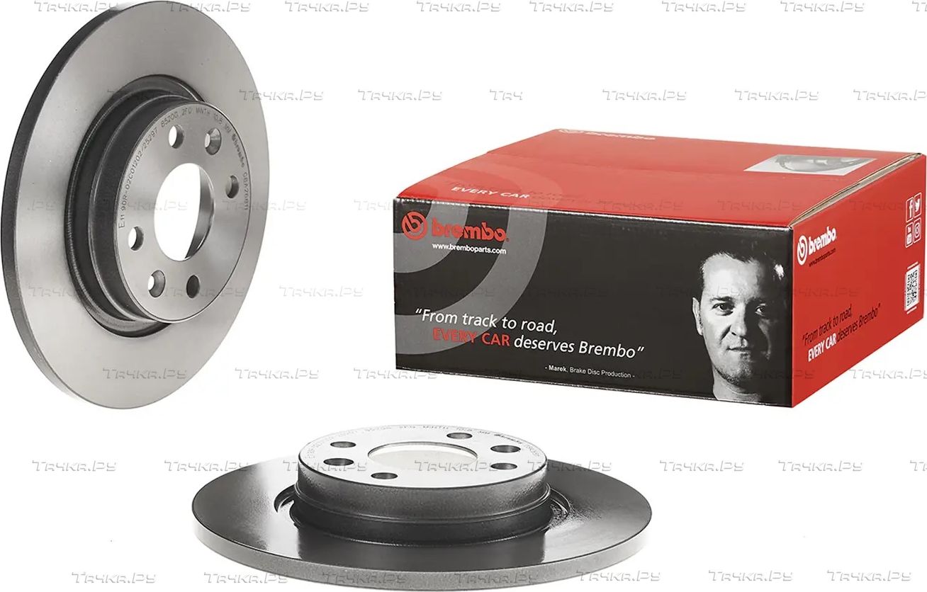 Тормозной диск Brembo PRIME LINE - UV Coated передний для Renault Sandero II 2007-2021. Артикул 08.A268.11