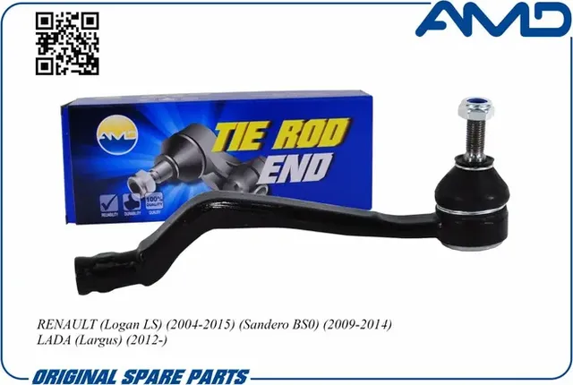 Наконечник рулевой правый RENAULT (Logan LS) (2004-2015) (Sandero BS0) (2009-201 (AMD). Артикул AMDTE432R