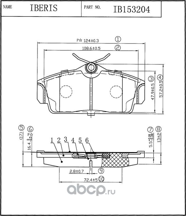 КОЛОДКИ ТОРМ.ПЕРЕД., К-Т NISSAN ALMERA II (N16E) (+ABS) (Iberis). Артикул IB153204