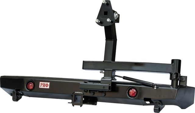 Бампер силовой РИФ задний с квадратом под фаркоп, калиткой и фонарями для ВАЗ Нива 2131 1977-2026. Артикул RIFNVA-20125