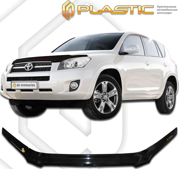 Дефлектор СА Пластик exclusive для капота (Classic черный) Toyota Rav4 III рестайлинг 2010-2014. Артикул 2010060103694