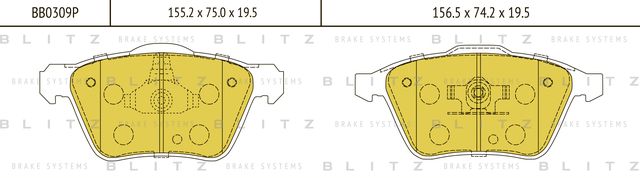 Колодки тормозные VOLVO XC90 02- перед. (Blitz). Артикул BB0309P