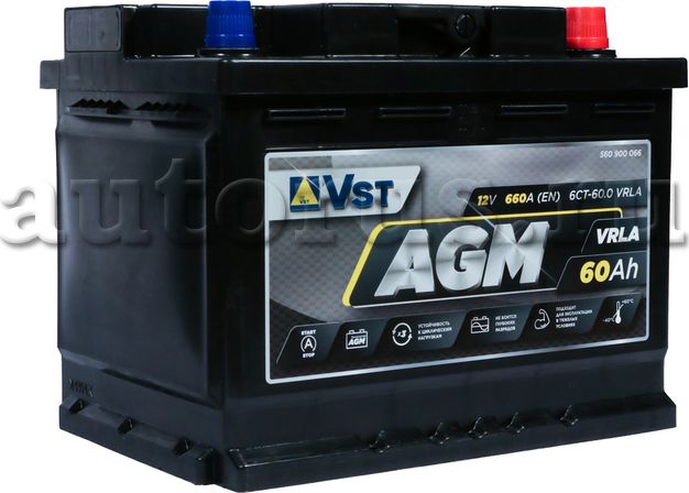 Аккумуляторная батарея V СТАНДАРТ AGM [12V 60Ah 660A) (VST). Артикул 560900066