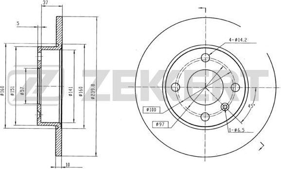Тормозной диск Zekkert. Артикул BS-5101B